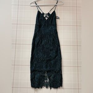 Lulu's Green Floral Lace Backless Dress